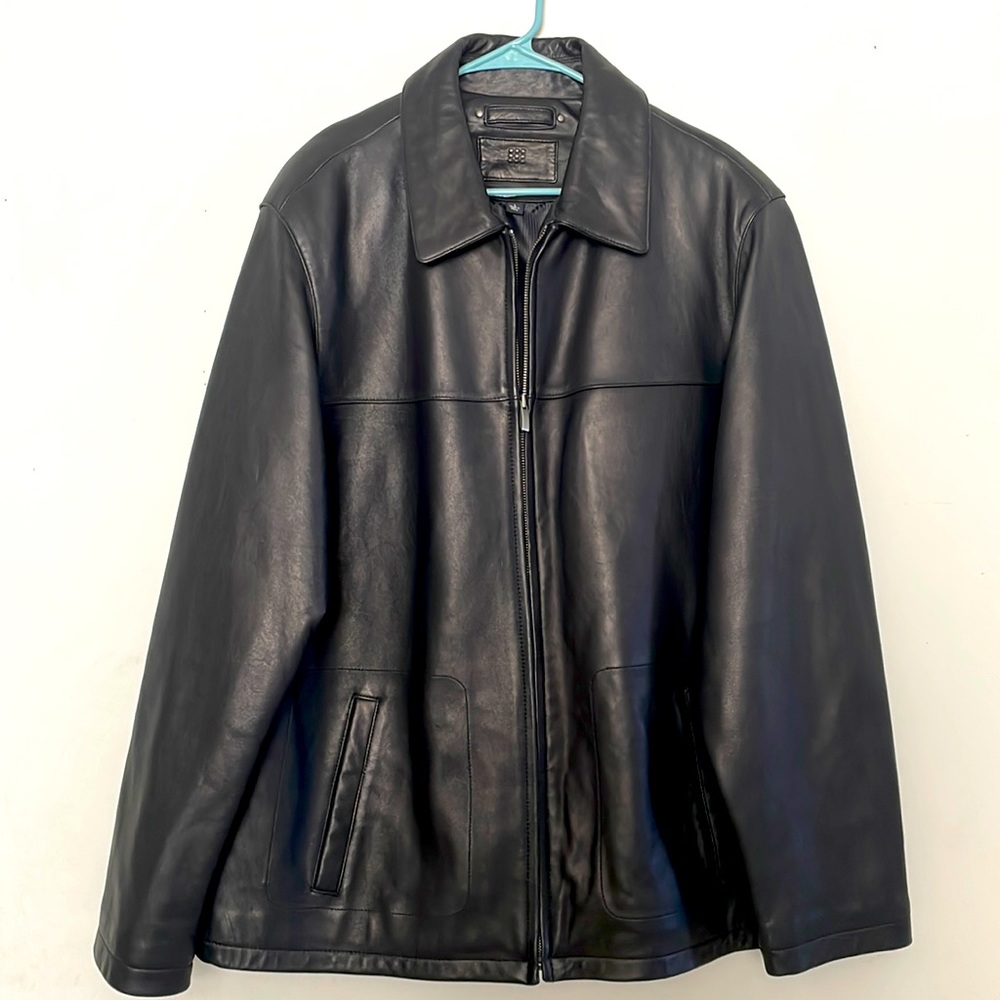 Vtg Apt 9 Black Leather Jacket Sz L